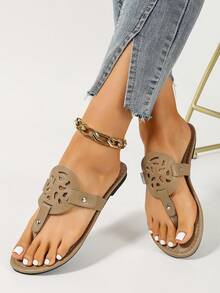 Women's Flip Flops, Perfect Gift For Girlfriend - Khaki - View 6