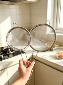 5pcs Set Saringan Jaring Halus Stainless Steel, Saringan Logam Multi Ukuran dengan Gagang Panjang, Saringan Jaring Halus untuk Makanan, Menyaring Tepung, Menyaring Jus, Mie, Alat Dapur untuk Memanggang dan Memasak, Alat Memasak Rumah Tangga yang Tahan Lama dan Mudah Dibersihkan [4/3/2/1pc] - MultiWarna - View 6