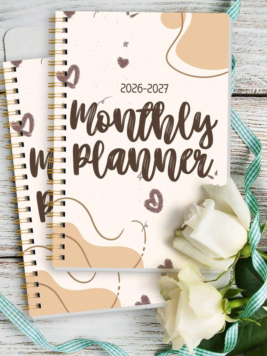 2pcs 2026-2027 Monthly Planner Set, 8.15x5.7in Spiral Calendar Notebooks With Notes Pages, Halloween Notebook For Office Decor And Accessories, Nurse Essentials, Bible Study Materials - A - View 1