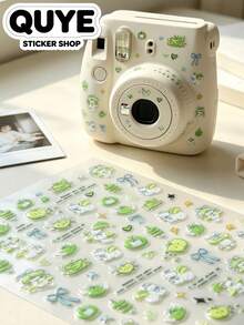 1 Set Aesthetic Green Apple Pattern Stickers, Planner Supplies, Decorative Stickers, Suitable For Phone, Camera, Earphones, Daily Decoration - Green Apple Stickers - View 2