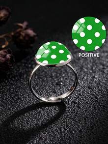 YUJUGLOW 1PC Adjustable Minimalist Cartoon Polka Dot Pattern With 316 Stainless Steel Round Open Ring, Suitable For Women's Daily Wear - Green - View 1