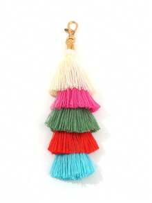 1pc Colorful Bohemian Style Pom Pom Tassel Keychain, Wristlet Key Ring & Bag Charm Decor, Suitable For Women Handbags, Wallets, Backpacks And Car Keys - Multicolor - View 10