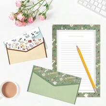 [54 Sheets Floral Pattern Stationery] A Set Of 54, Featuring Fresh And Beautiful Floral Pattern Western-Style Envelopes, Double-Sided Invitation Card Set Includes 18 Envelopes And 36 Sheets Of Stationery. - Multiple Styles - View 8
