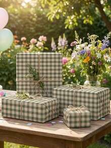 Roll Green & Kraft Buffalo Plaid Wrapping Paper Roll, Pair With Hemp Rope, Rustic Checkered Gift Wrap, -Style Brown Paper With Dark Green Squares, Farmhouse Holiday & Everyday Gift Wrapping For Christmas, Birthdays, Diy Crafts And Packaging - One Size Fits All - View 10