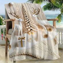 Luxury Christmas Deer Printed Flannel Blanket, Soft Warm Throw Blanket, Christmas Blanket Autumn Home Decor - Multicolor - View 3