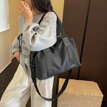 Tas Tote Travel Wanita, Tas Jinjing Ringan untuk Dibawa di Pesawat, Tas Bahu Serbaguna untuk Perjalanan Akhir Pekan, Olahraga, dan Penggunaan Sehari-hari - Hitam - View 2