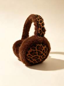 1pc Kids Warm Plush Decorative Earmuffs, Leopard Print Soft Ear Covers, Suitable For Winter Outdoor Wear - Multicolor - View 7