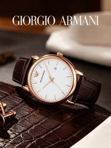 Armani Men's Quartz Watch, White Dial, Rose Gold Case, Brown Leather Strap 50m Waterproof AR2502 - Rose Gold - View 2