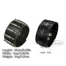 2pcs Punk Style Sports Casual Geometric Design Bracelets, Suitable For Men's Party, Sports, Fashion Wear, Exquisite Bracelet Gift For Men - Black - View 2