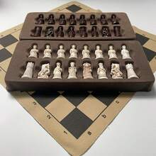 1 Set New Style Small International Chess, 3D Creative Character Shaped Chess Pieces, Small 28cm/11inch Chess Board Entertainment Game, Suitable For Various Holiday Gifts - Multicolor - View 8