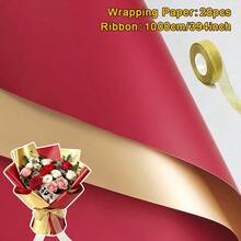 20/10/1 Set, Dual-Color Gilded Colored Paper, Floral Wrapping Paper, Gift Wrapping Paper, Bouquet Decoration, With Gold Ribbon, Florist, Handmade DIY Materials, Valentine's Day, Christmas, Mother's Day, Birthday, Wedding, Opening Celebration - View 37