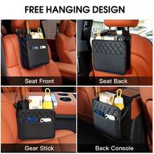 1pc Black Car Seat Back Storage Organizer Bag, Multi-Function Car Interior Storage Pouch - A - View 8
