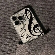 音樂符號彩繪精準鏤空透明極簡時尚創意防震手機殼，適用於 Ip 17、Ip 17 Pro、Ip 17 Pro Max、IP 16、11、16 Pro、16 Plus、16 Pro Max、16e、15 Pro Max、13 - 彩色 - 查看 3