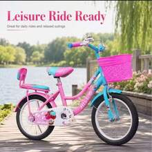 16-Inch Bike With Front Basket And Wheels Side, Recreational Bike, Random Colour - Pink - View 2