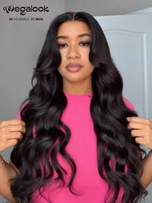 MEGALOOK Upgraded 13x6 Glueless Body Wave Wig, Drawstring, 100% Human Hair, Pre-Cut Ear To Ear Lace, Pre-Bleached Knots, Transparent Lace, Pre-Plucked Hairline, 180% Density, Beginner Friendly - SNatural - View 5