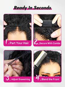 ISEE 180% Density 14-16 Inch Bob 18-28 Inch Regular Length Glue-Free Human Hair Half Wig, Drawstring Design, Soft And Comfortable, Suitable For Beginners, Unprocessed Virgin Hair For Women - SNatural - View 8