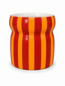 1pc Colorful Striped Utensil Holder, Large Glossy Kitchen Countertop Utensil Crock, Decorative Cooking Tool Storage Jar, Multi‑Color Choice, Perfect Housewarming Kitchen Gift - Waist-cinching Striped Storage - View 11