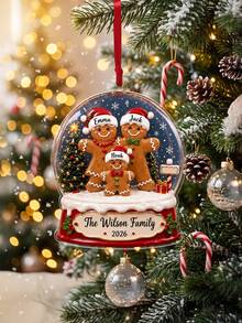 1pc Personalized Gingerbread Christmas Family Ornament, Custom Text Gingerbread Family Ornament,Unique Xmas Holiday Gift For Loved‑Ones, Home Christmas Decoration - Multicolor - View 9