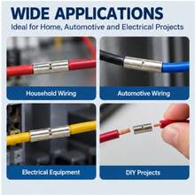 50pcs BN Connector Terminals, Copper Bare Wire Crimp Connectors, High Conductivity Round Crimp Sleeves With Center Stop, Smooth Inner Wall Wire Connectors, Suitable For Home Wiring And Automotive Electrical Projects - Quick-connect Terminal - View 6