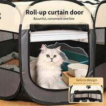 Pagar Hewan Peliharaan Portabel Lipat, Cocok untuk Anak Anjing, Anjing Dewasa, Kucing dan Kelinci, Tenda Pagar 8 Bagian dengan Jaring Peneduh Matahari yang Dapat Dilepas, Kandang Perjalanan Ringan, Penggunaan Dalam dan Luar Ruangan - MultiWarna - View 6