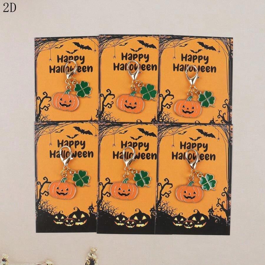 6 pcs Gantungan Kunci & Semanggi Berdaun Empat, Gantungan Kunci Keberuntungan, Cocok untuk Dekorasi Halloween, Thanksgiving dan Pesta, Hadiah Positif dan Beruntung untuk Teman dan Keluarga