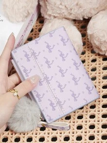 Ladies' Bow Printed Wallet Zipper Folding Button Short Wallet, With A Pom-Pom Charm, Suitable For Daily Commuting Travel - Hot Pink - View 12