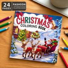 1pc Christmas Theme Coloring Book, 24 Pages Single-Sided Design, Includes Christmas Decorations, Christmas Tree, Reindeer, And Holiday Patterns, Perfect Gift For Back To School, Christmas, Thanksgiving. Holiday Decor/Seasonal Activity/Coloring Book - Christmas Coloring Book - View 7