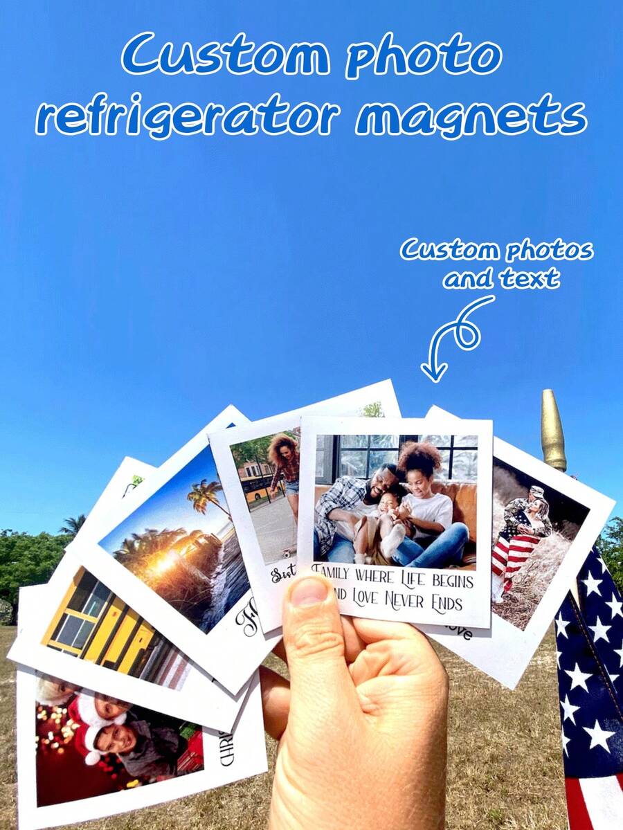 Custom Photo Fridge Magnets, Personalized -Style Fridge Magnets, Customize Your Photos And Text, Unique Custom Commemorative Gifts, Suitable For Birthdays, Anniversaries, Christmas, Valentine's Day And Other Occasions, Travel Souvenirs. - Multicolor - View 1