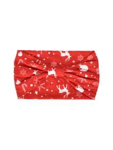 4Pcs Christmas Twisted Headbands Set, Xmas Snowman Reindeer Santa Print Wide Elastic Turban Head Wraps, Women Holiday Party Hair Accessories - Multicolor - View 5