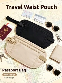Anti-Theft Slim Waist Bag Invisible Passport Holder, Multi-Function Travel Organizer Bag, Suitable For Storing Cards, Cash And Documents, Convenient And Portable Daily Commute And Travel Item Storage Bag - Multicolor - View 1
