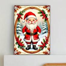 1PC | 5D DIY Diamond Painting | Santa Claus Pattern Diamond Painting Kit, Full Drill Mosaic Craft Set, High Definition Art Diamond Painting, Focus And Relax Through DIY, Suitable For Living Room, Bedroom, Office Wall Decoration, Surprise Holiday Home Decor Gift For Family And Friends, Unframed - round diamond - View 4