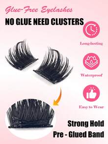 10-Row Reusable Glue-Free Eyelashes - Waterproof Self-Adhesive Design 300D Pointed Cluster Lashes, D Model, Dense Single Cluster Lashes, Suitable For DIY Pointed Grafting, Cartoon Style Grafting, Faux Mink Fur Grafting, Creating Dense Eyelash Effect - D - View 6