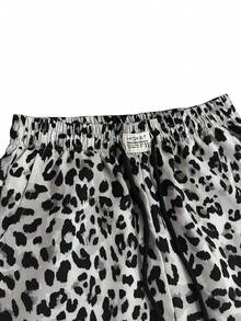 Hidkat Women's Autumn Leopard Print Wide-Leg Pants, American Retro Y2K Drawstring Casual Sweatpants - Black - View 4