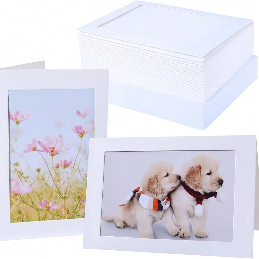 30pcs Count Photo Frame Cards With Envelopes 4x6 Paper Picture Frame Notecards Photo Card Holder And Envelopes Set For Christmas Graudation Wedding Birthday Classroom DIY - White - 30pcs - View 1