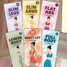 6-Piece 30-Day Fitness Challenge Set - Includes 6 Tri-Fold Workout Charts With Daily Progress Tracker, Covering Flat Abs, Slim Body, Toned Arms, Perky Butt, Lower Body And Full Body Challenges, Home Workout Guide, Habit Tracker, Progressive Training Plan - 6-piece 30-day Fitness Challenge Set - View 3