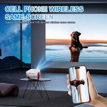 便攜式 WiFi 投影機,支援 1080P 的迷你電影投影機,具備無線螢幕鏡像功能,相容 iOS、Android 和 Windows,適合辦公室簡報、電影、旅行、智慧型手機和筆記本電腦的緊湊型家用劇院投影機 - 紅白色 - 查看 8