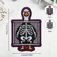 1pc Funny Duck X-Ray Skeleton Embroidered Iron-On Patch, Humorous Goose Bone Patch Sticker, Jacket Backpack Clothing Decoration Patch - A - View 2