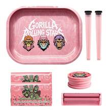 Rolling Tray Set, Includes 7.09*5.5 Inch Metal Tray, Double Layer Grinder, 78mm Rolling Machine, 2pcs Storage Tubes And 2 Packs Of Pre-Rolled Papers With Tips. Travel Rolling Tray Set, Perfect For Parties, Home Use, And An Ideal Gift For Smokers, Perfect Gift For Christmas And Halloween - Print - View 14