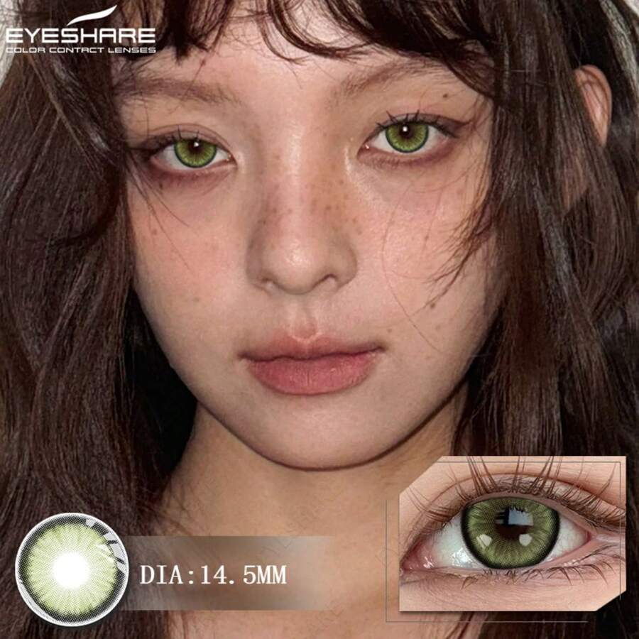 Eyeshare 綠色軟式彩色隱形眼鏡 1 對 14.5mm 適合日常與派對佩戴 年拋