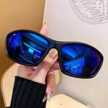 1 Pair Sporty Casual Glasses, All Season, Wrap-Around Full Frame, Colorful Coated Lenses, Multiple Colors Available, Men's Daily Outfit Decorative Accessory - Multicolor - View 12