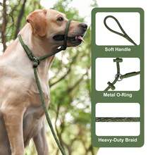 Lynxking 1pc Dog Head Collar And Leash In One, No Pull Training Dog Muzzle And Dog Leash For Small Medium And Large Dogs - Army Green - View 3