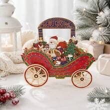 1pc 3D Christmas Pop-Up Greeting Card, Creative Holiday Paper Card, Elegant Carriage Design, Christmas Celebration Holiday Decoration Card, Surprise Message Card - Multicolor - View 7