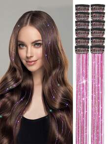 6/12pcs Glitter Hair Clips Extensions, Shiny Fairy Hair Clips, Women's Party Holiday Wedding Hair Accessories, Halloween, Y2K - Multicolor - View 10