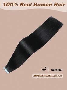 Yilite 18 Inch 10Pcs Jet Black Tape In Hair Extensions Human Hair Straight Soft Human Hair Tape In Extensions Skin Weft Tape Ins Extensions For Women - S1 - View 2