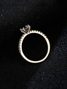 1pc Minimalist Versatile High-End Ring, Niche Design Elegant Elegant Inlaid With Artificial Zirconia, Unisex Suitable For Daily Wear - Gold - View 6