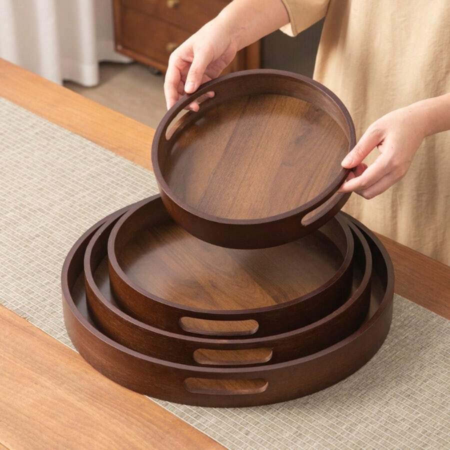 Teacup Tray Plate Afternoon Tea Tea Set Highly Attractive Teapot Exquisite Dim Sum Chinese Kung Fu Light Luxury - Walnut - View 1
