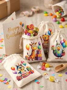 Set 6 Tas Hadiah Hewan Lucu Cat Air - Cocok untuk Wanita, Pria, Teman, Keluarga, Rekan Kerja - Karakter Hewan Menggemaskan, Warna Cerah - MultiWarna - View 6