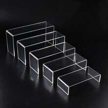 Transparent Acrylic Jewelry Display Stand, Figurine Model Storage Rack, Acrylic Tiered Display Shelf, Rectangular Acrylic Cosmetic Art Jewelry Storage Rack, Home Office Retail Store Desktop Decorative Shelf - Transparent - View 5