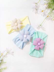 1pc New Solid Color Jacquard Headband Cute Five-Petal Flower Fashionable Soft Thin Hair Accessory - Multicolor - View 8