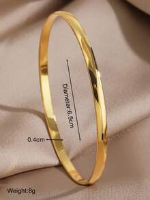 1/3/6/12pcs Stainless Steel Fashion Popular Curved Round Bangle Suitable For Women Daily Wear And Party - Yellow Gold - View 8